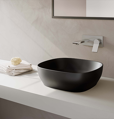 VitrA Outline countertop matt black washbasin with built-in tap